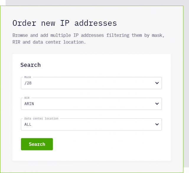 Order New IP Addresses