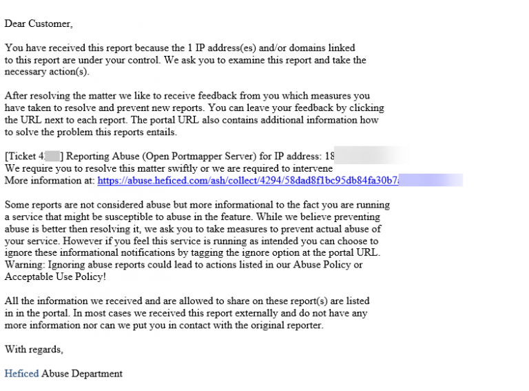 Abuse Notifications Heficed Knowledge Base article