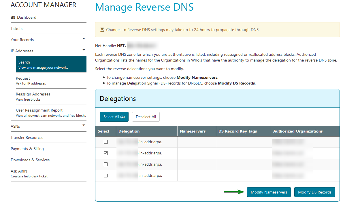 Manage reverse DNS