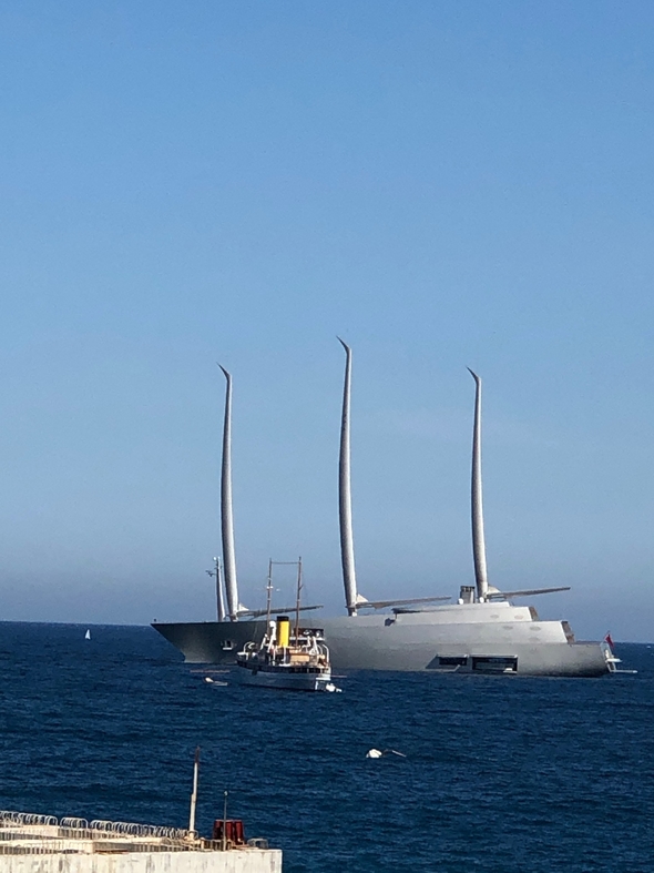 DataCloud congress. Photo of strange sailing yacht