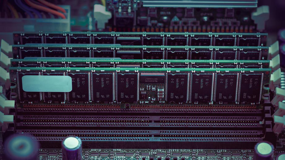 Server RAM Modules Connected to Mainboard