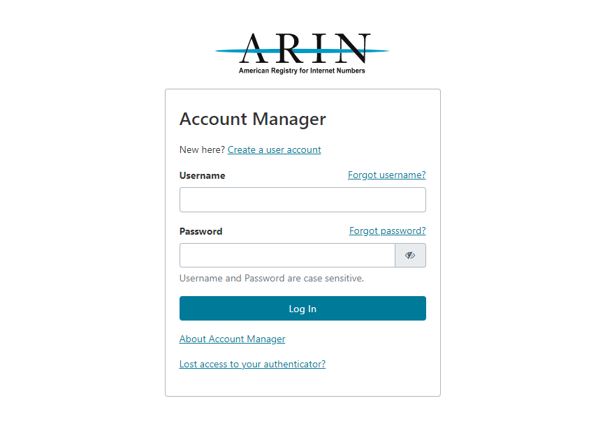 ARIN account manager