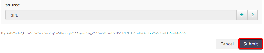 Submit button at RIPE dashboard